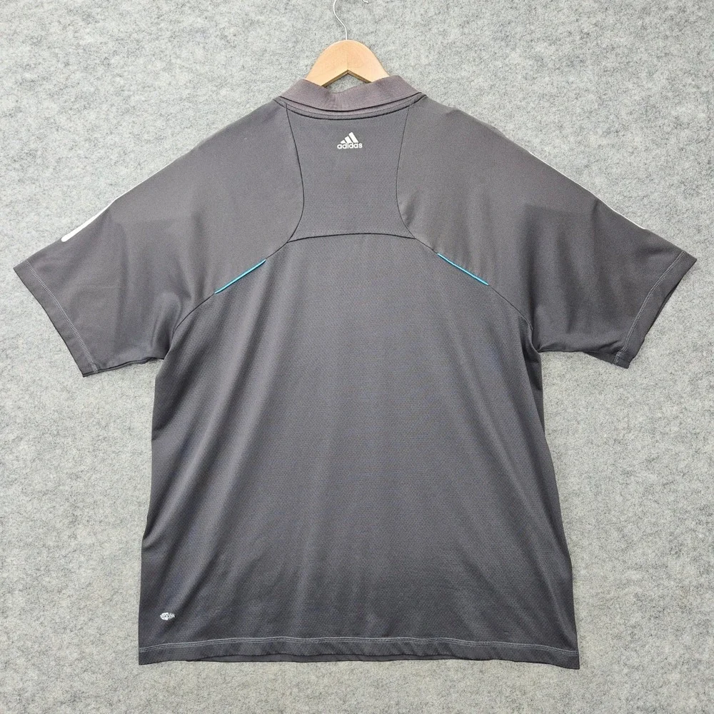 Adidas Polo Shirt Men's Gray XL ClimaCool Short Sleeve 3-Stripe Performance Golf